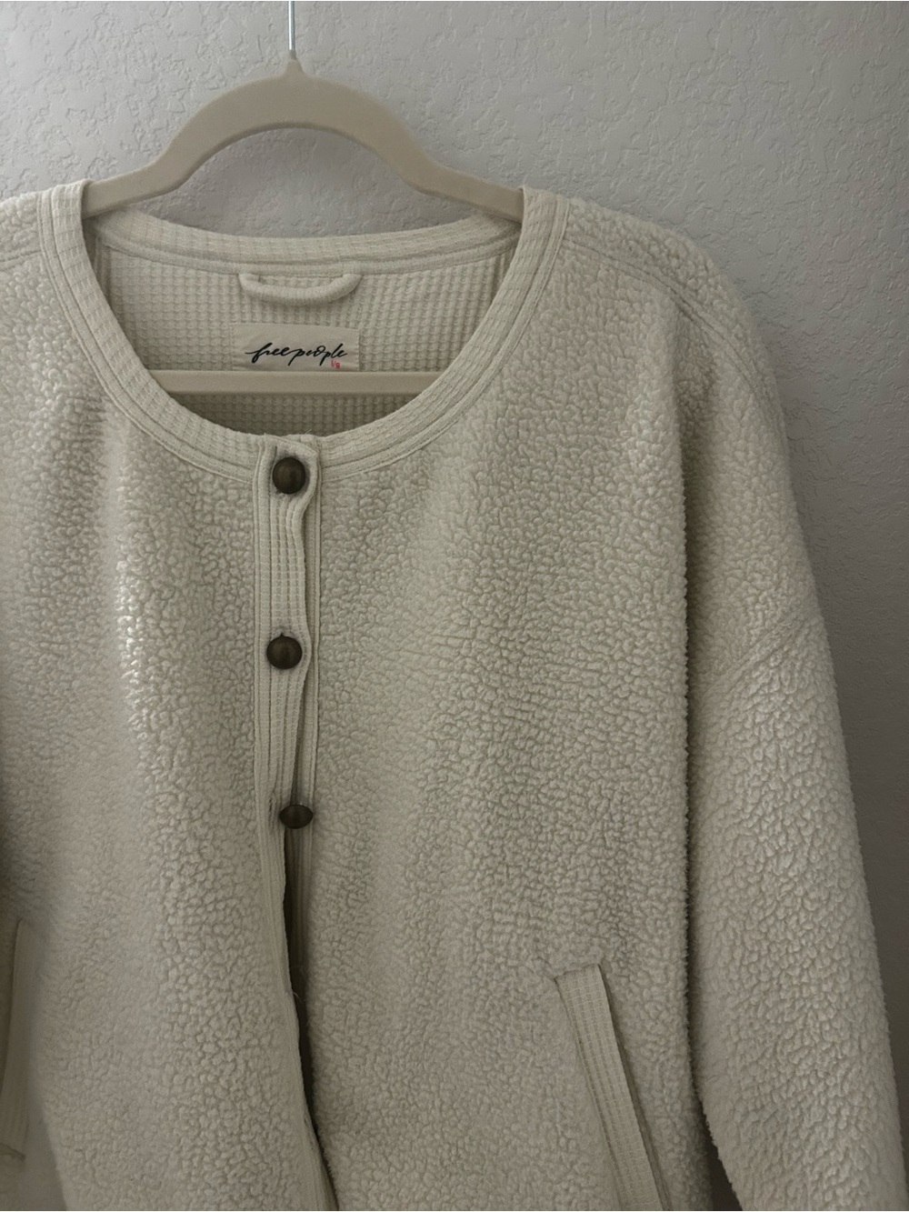 Free People Hug Me Sherpa Cardigan in Off-White Color